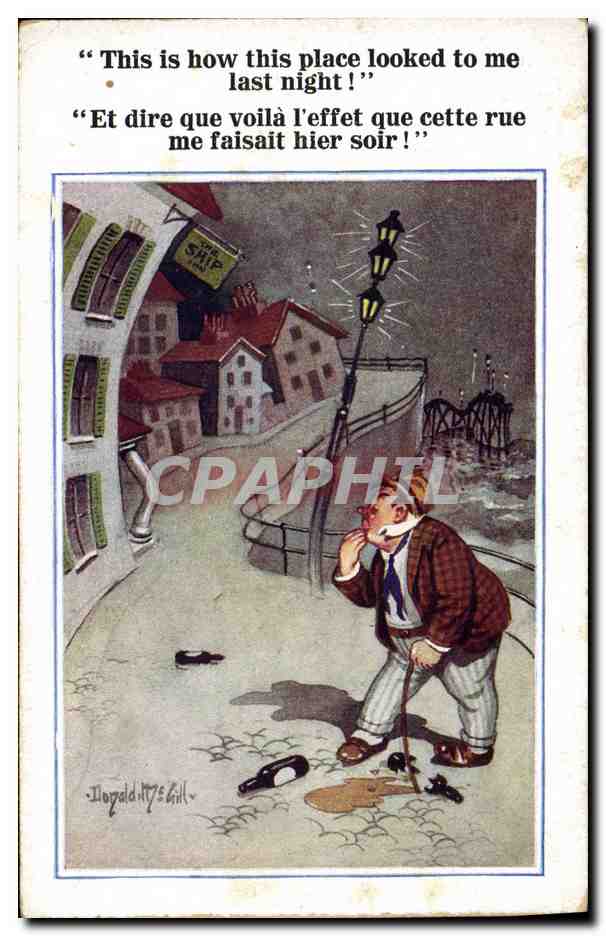 CPA Fantaisie Illustrateur Donald Mc Gill Homme ivre 