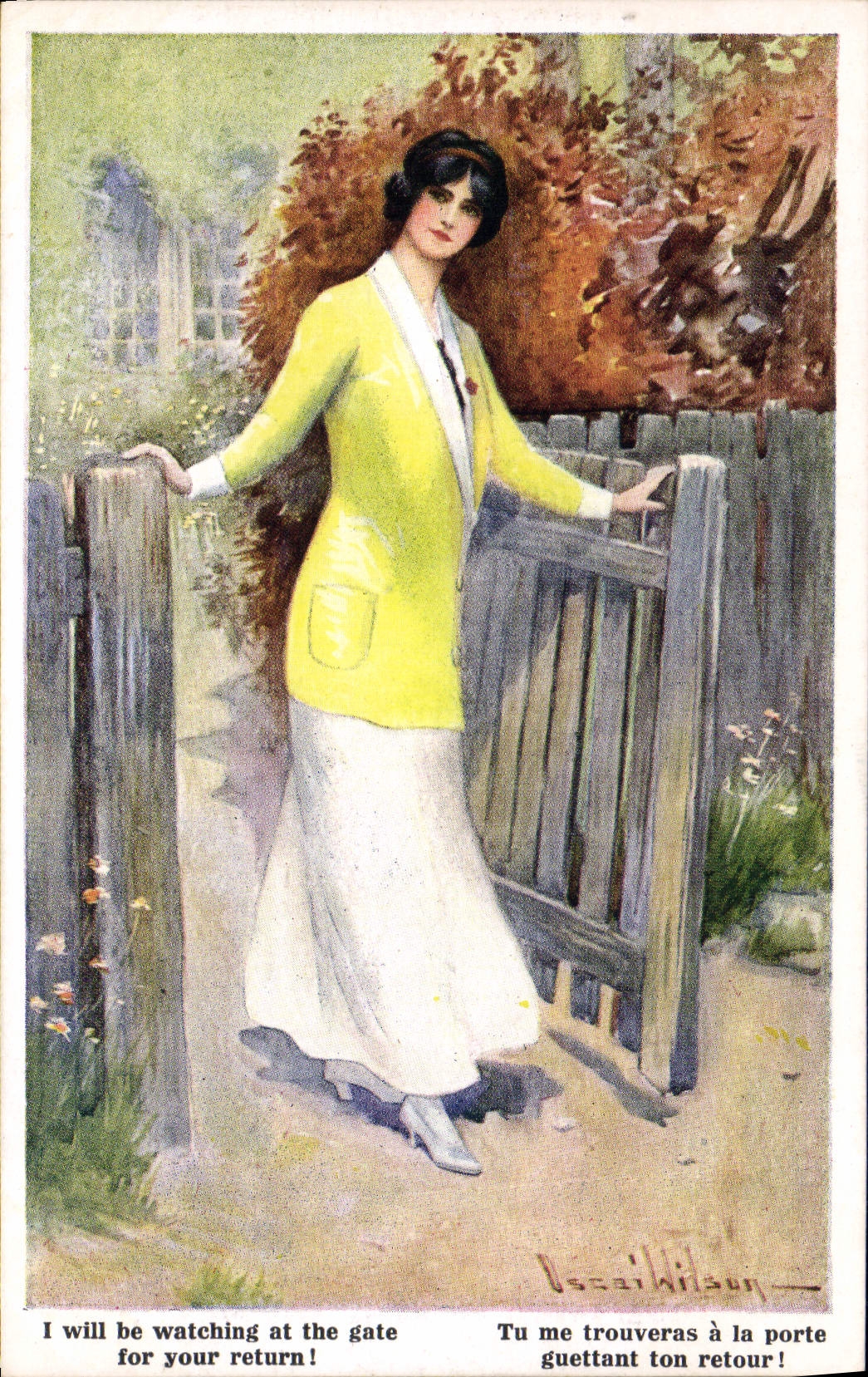 Femme en jaune — attendre ton retour — Inter-Art Co. London, série 'WAITING', n°1199