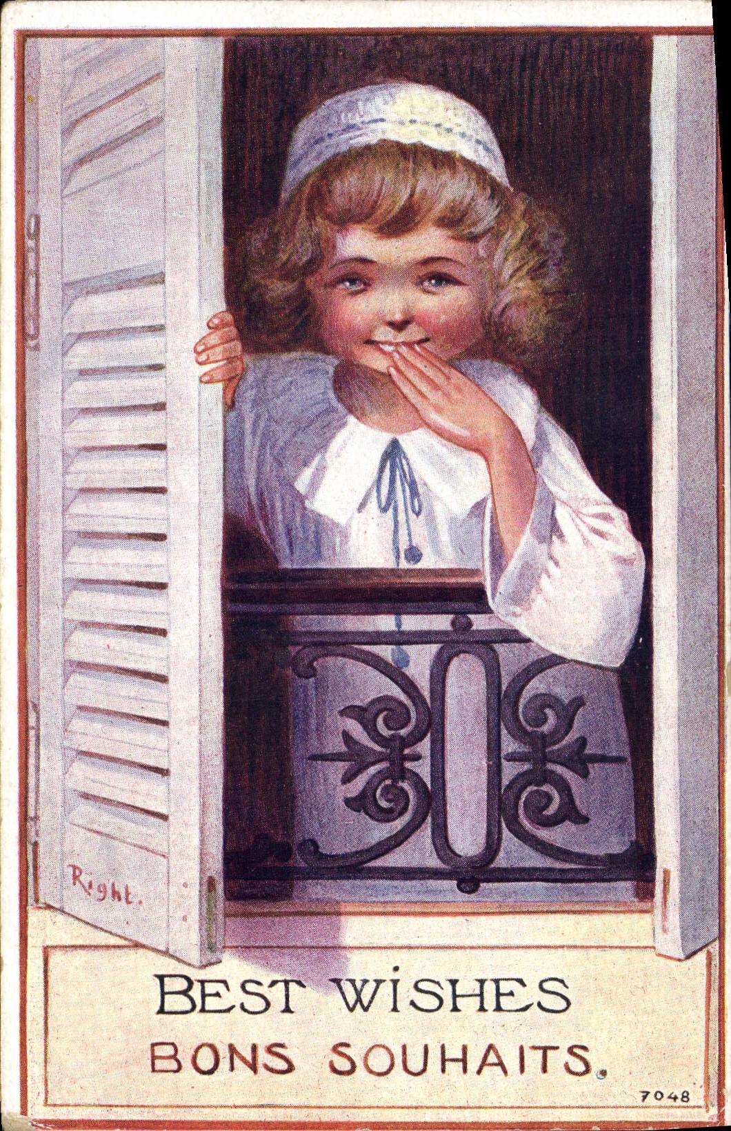 CPA Fantaisie Illustrateur Enfant Best wishes 