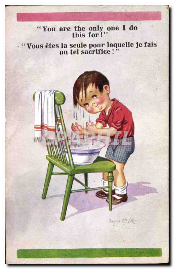 Enfant lavant les mains — 'Vous êtes la seule pour laquelle je fais un tel sacrifice !' — Comique Co. Ltd.
