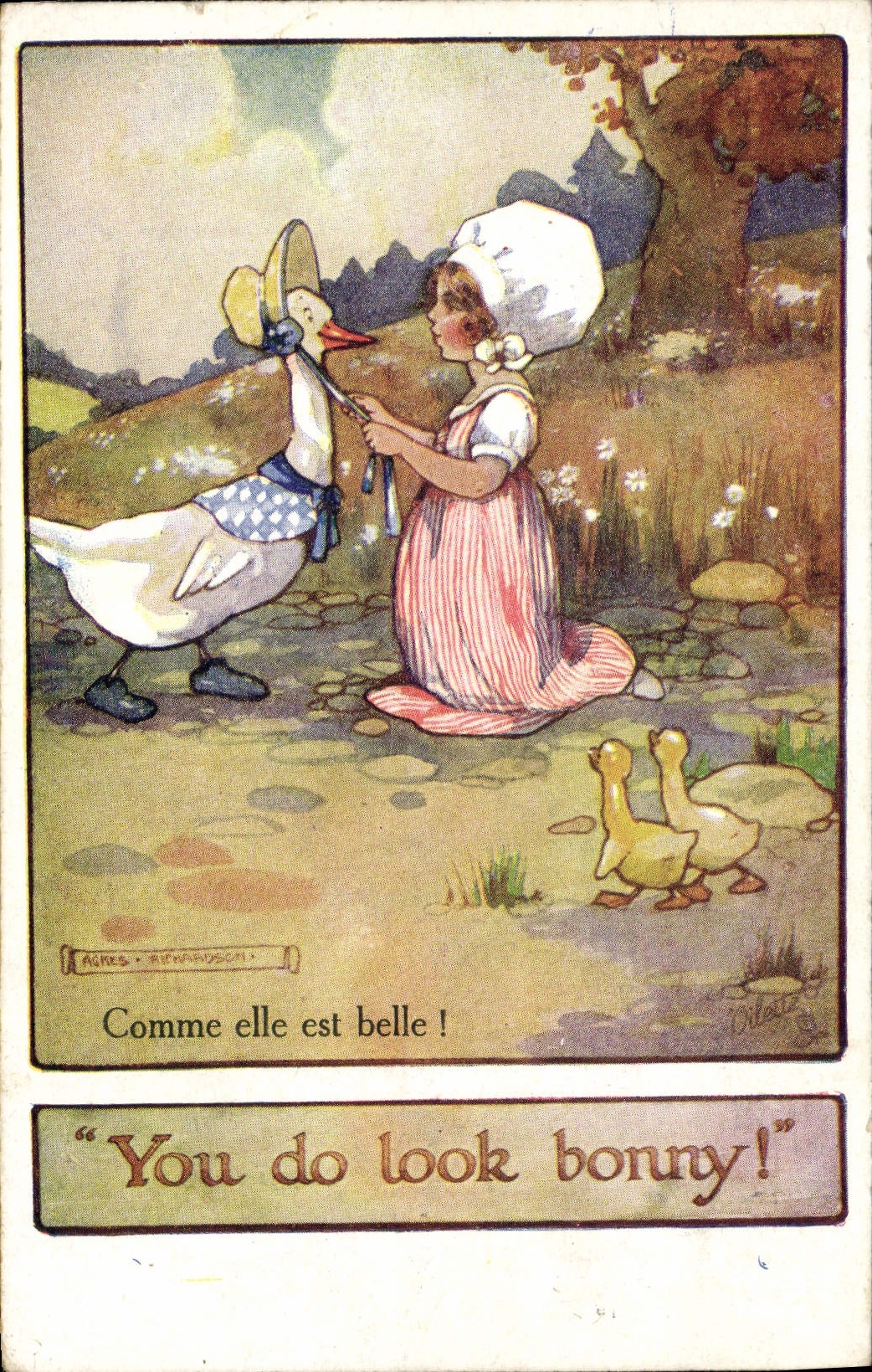 CPA Fantaisie Illustrateur Enfant Oie Comme elle est belle ! 