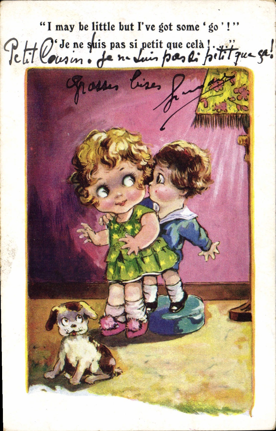 CPA Fantaisie Illustrateur Enfants Chien 