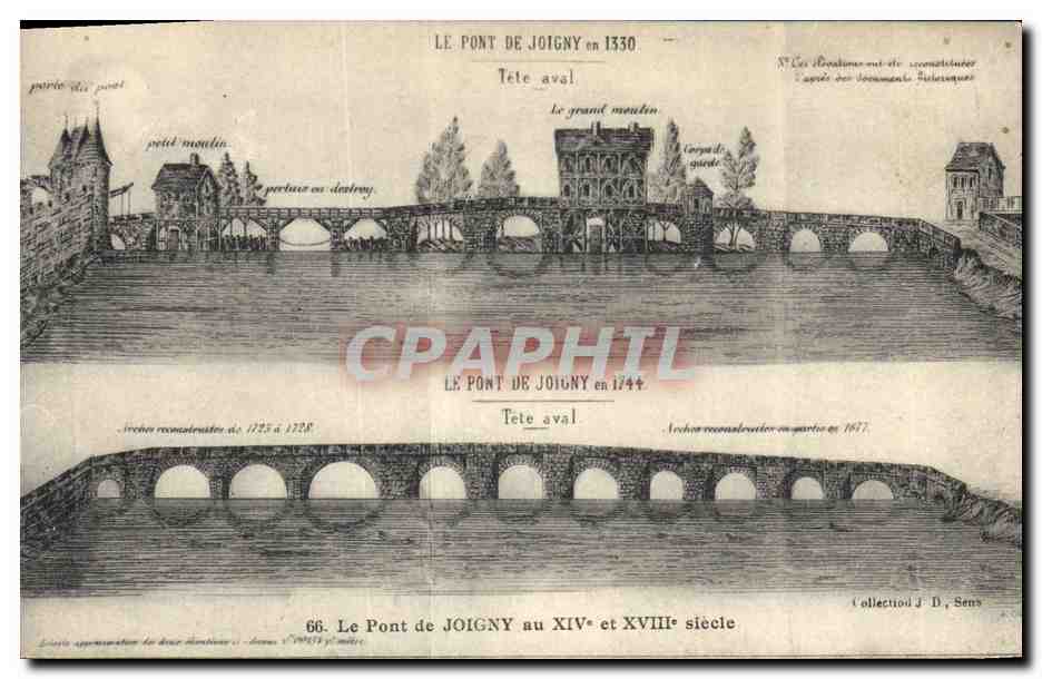CPA Pont de Joigny en 1744 