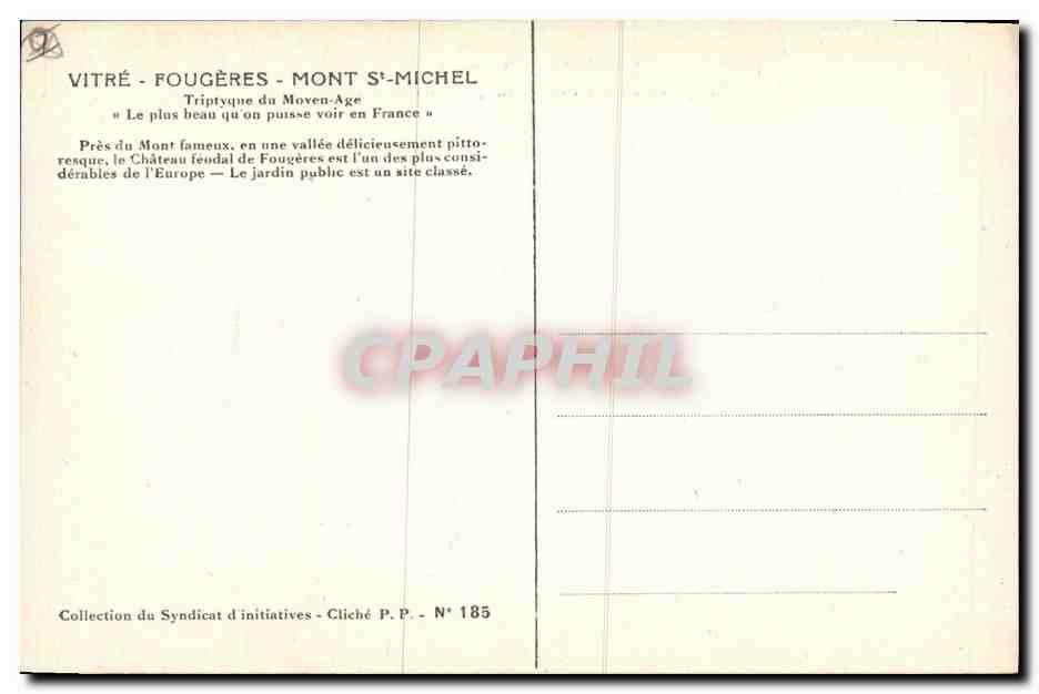 CPA Chateau de Fougeres La poterne  — Rückseite