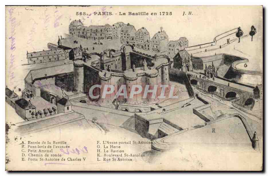 CPA Paris La Bastille en 1725 