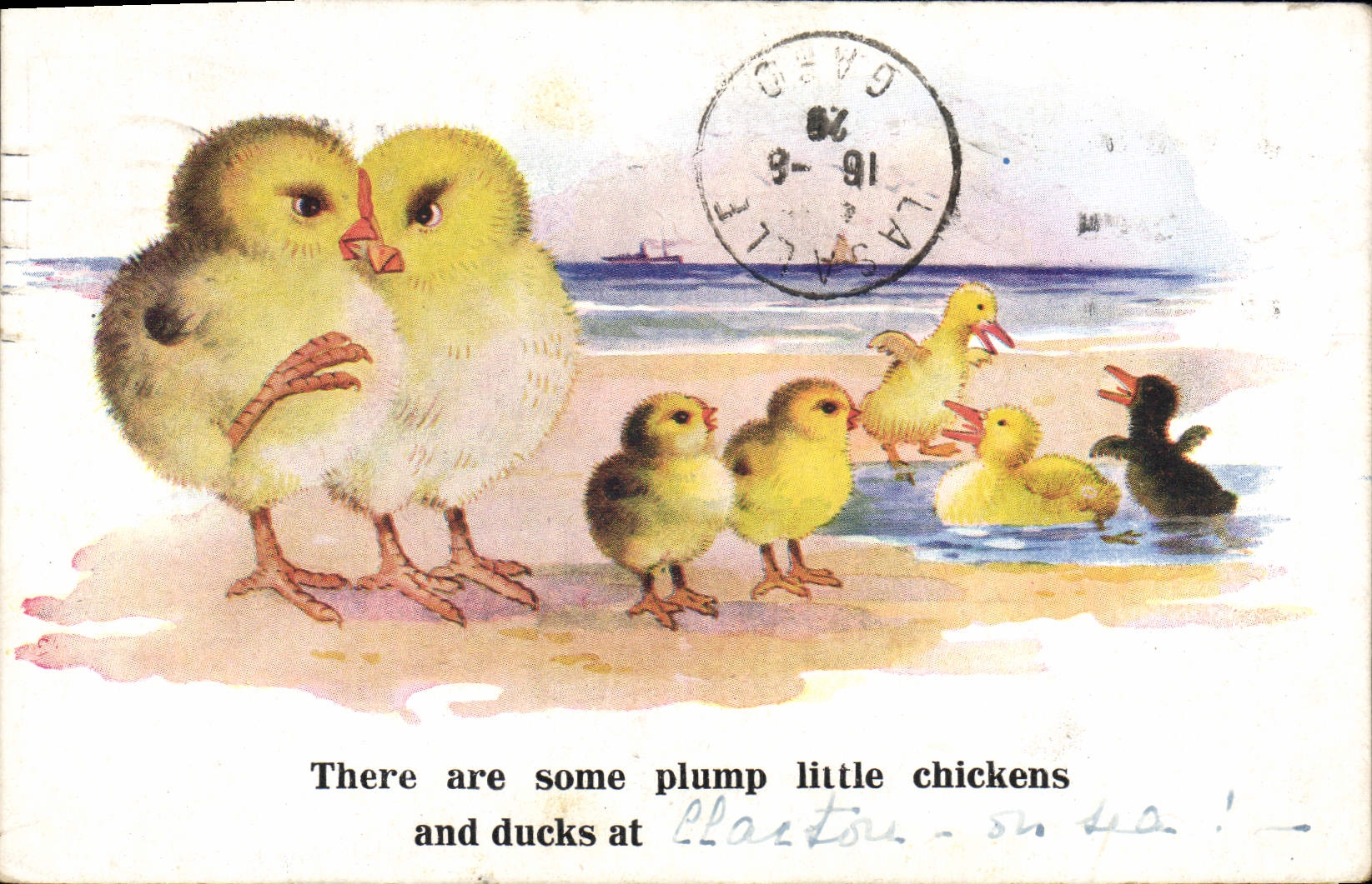 CPA Poissins There are some slump little chickens and ducks Canard 