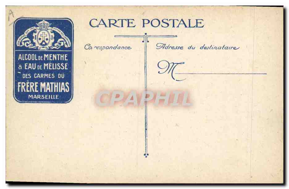 Ganons de 65 mm de montagne des Alpins — L.V.C. — Alcool de menthe & eau de mélisse des Carmes du Frère Mathias, Marseille — Reverso