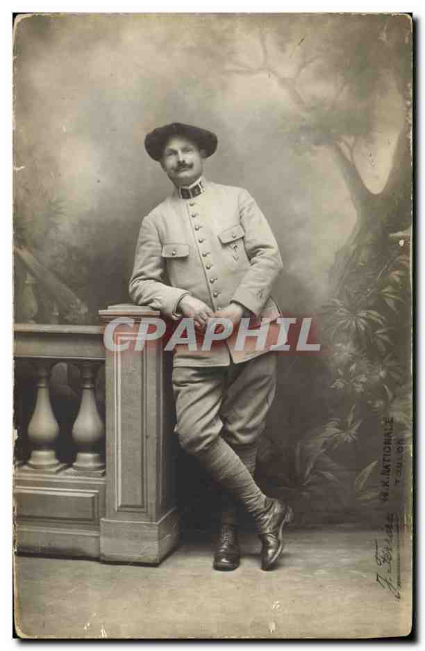 CARTE PHOTO Militaria Chasseurs Alpins (N°2 sur le col)
