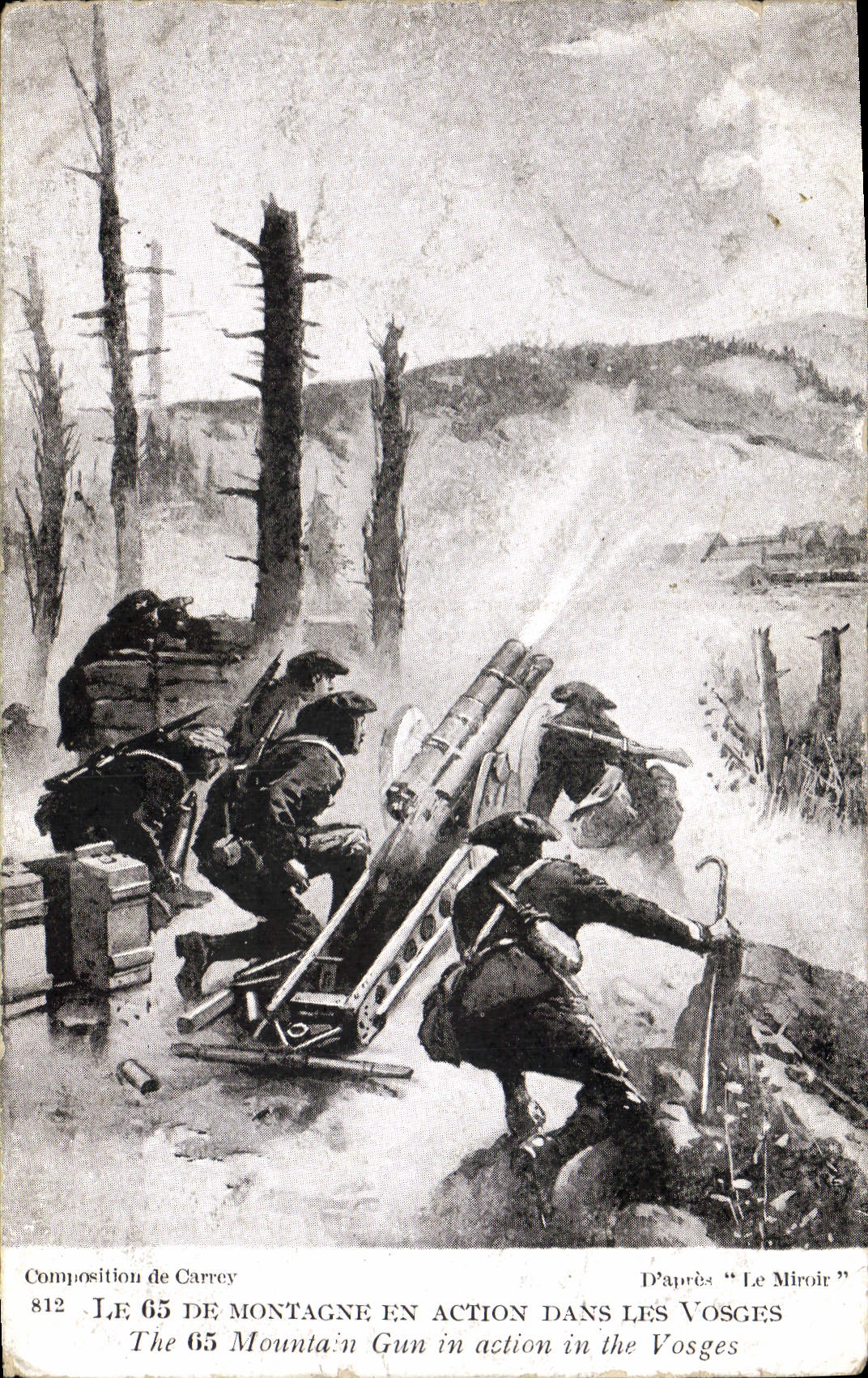 CPA Militaria Chasseurs Alpins Le 65 de montagne en action dans les Vosges 