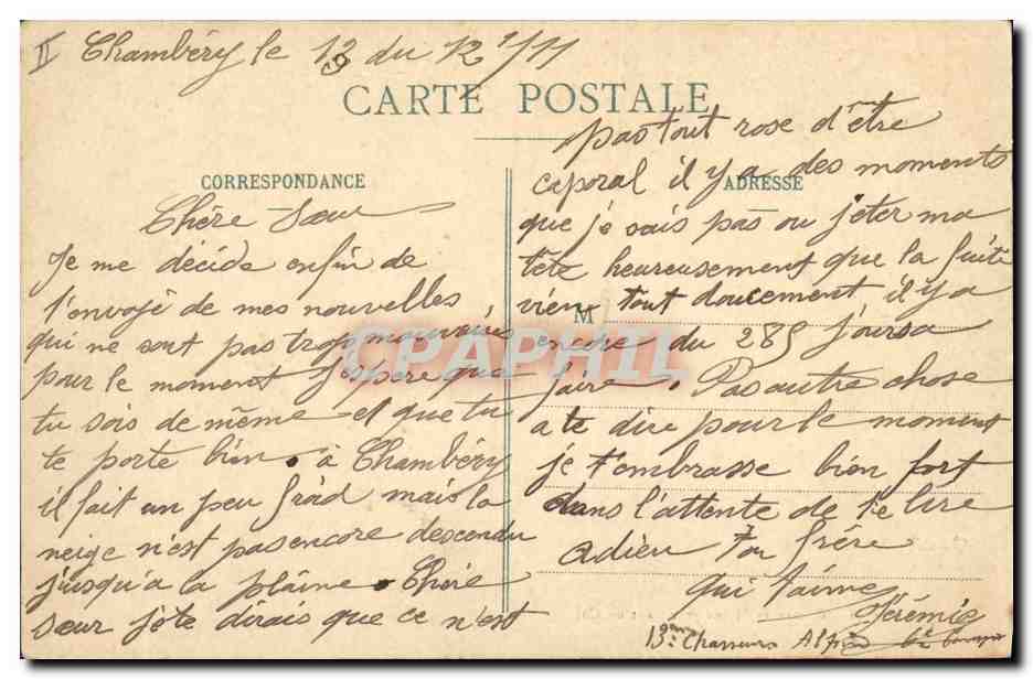 CPA Militaria Chasseurs Alpins gravissant un col — Rückseite