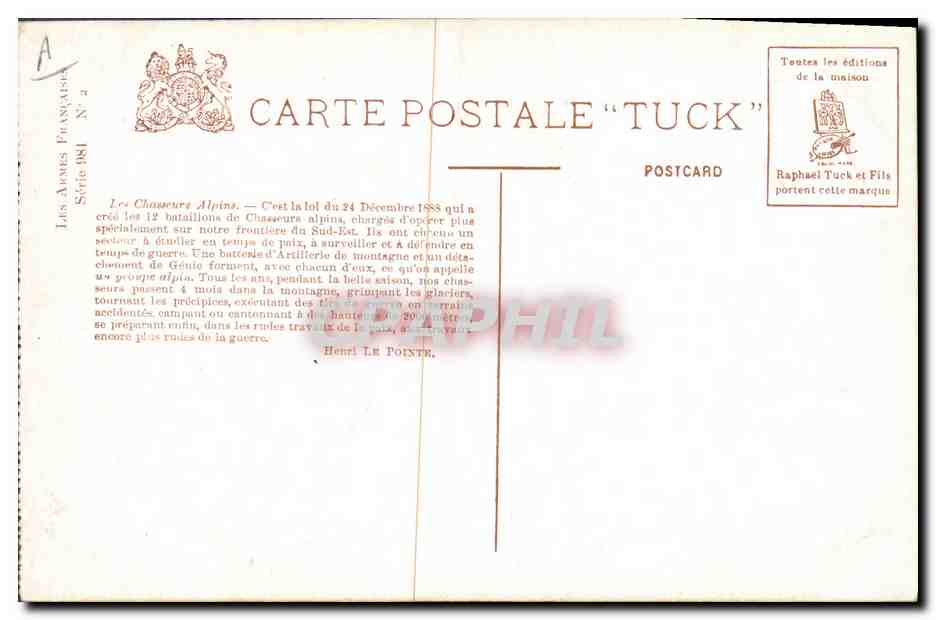 Chasseurs Alpins — Série 88 — Édition Tuck — Reverso
