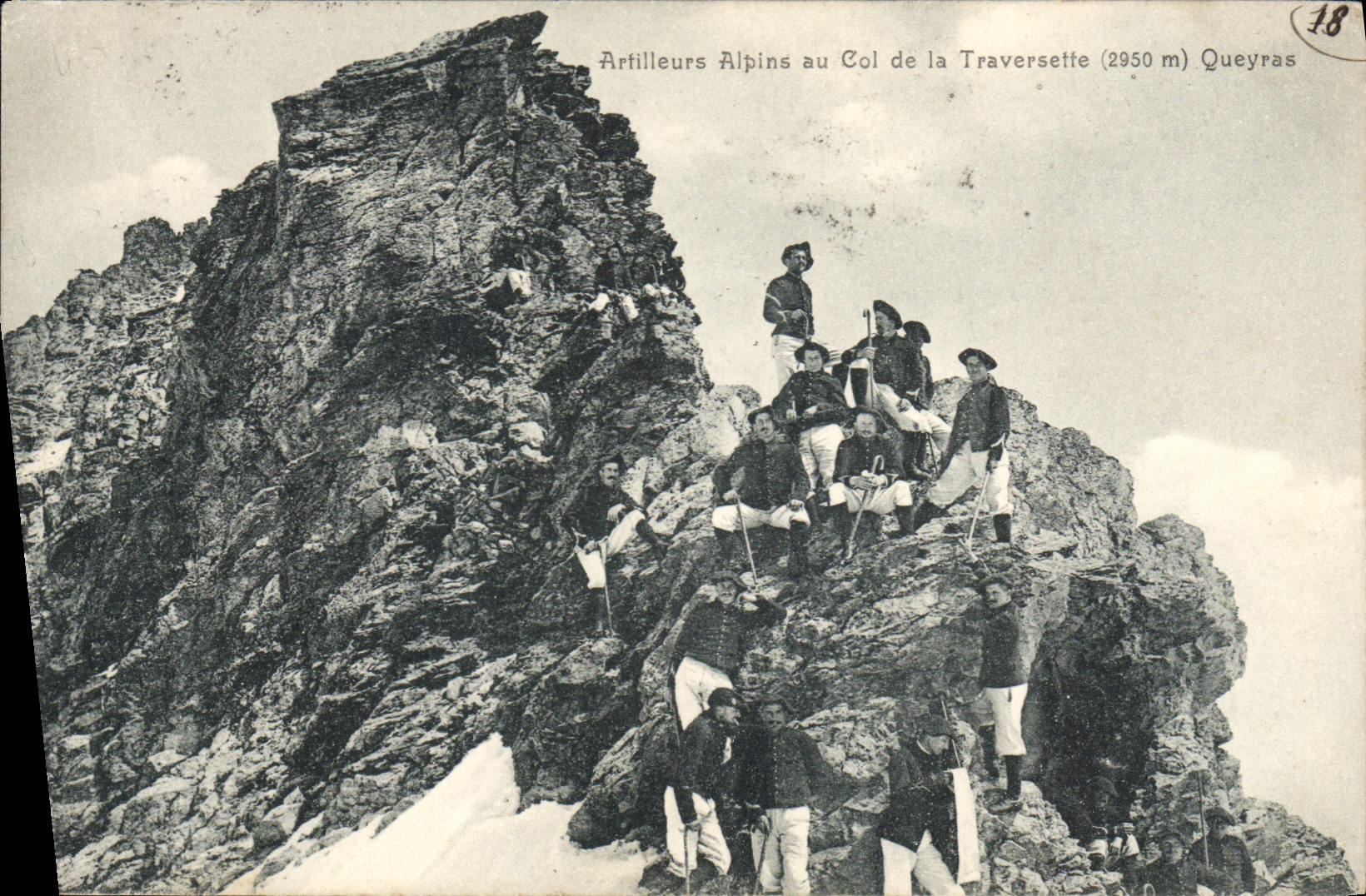 Artilleurs Alpins au Col de la Traversette (2950 m) Queyras — Papeterie des Alpes Eub. Robert, Grenoble — n° 18