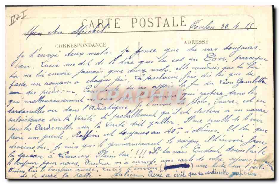 CPA Bateau Le Leon Gambetta Croiseur Cuirasse de 1ere classe  — Rückseite