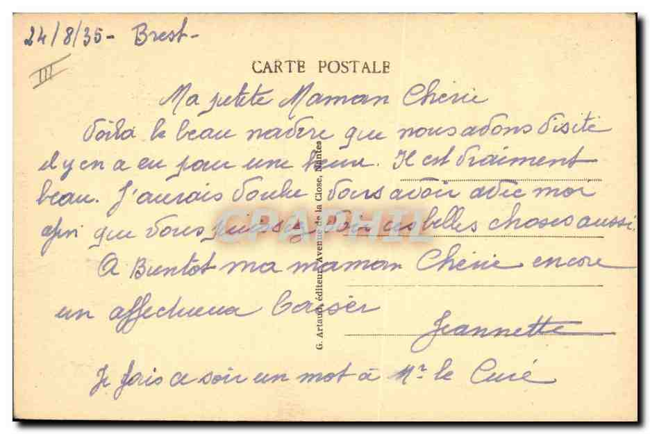 Le Croiseur "Lamothe-Picquet" — Marine de Guerre Française — Gaby — Verso