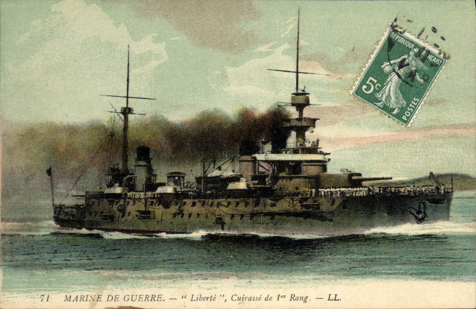 Marine de Guerre — "Liberté", Cuirassé de 1er Rang — LL. — Éditeur LL, n° 71