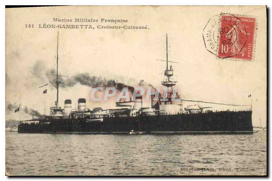 Croiseur-Cuirassé LÉON-GAMBETTA — Marine Militaire Française — Phot. Toulon