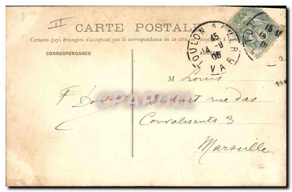 CPA Bateau Toulon Le Linois  — Verso