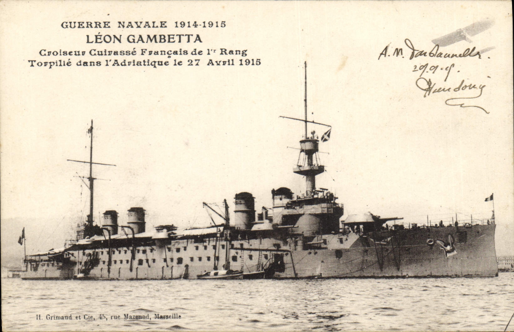 Croiseur cuirassé Léon Gambetta — Guerre Navale 1914-1915 — H. Grimaud et Cie, Marseille
