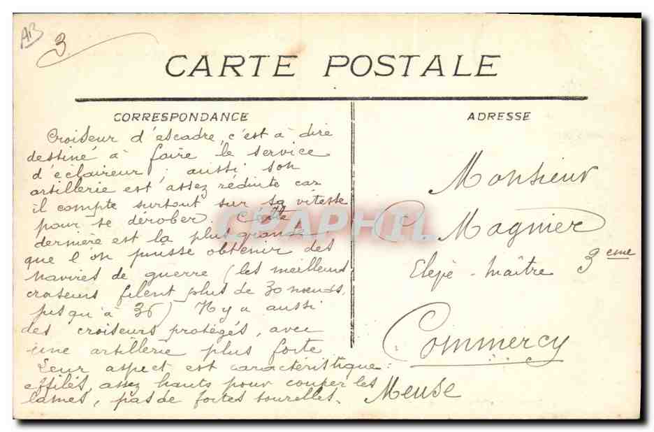 Croiseur d'escadre "Lalande" — Marine Militaire Française — éditeur L. Tapon, Marseille — Verso