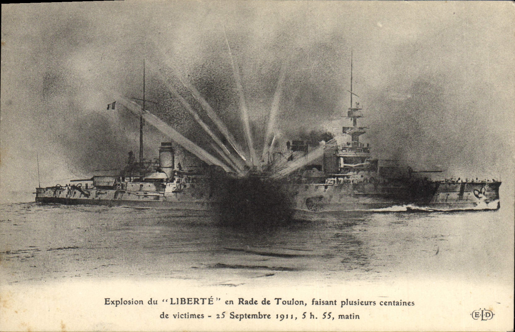 CPA Bateau Explosion du Liberte en rade de Toulon 