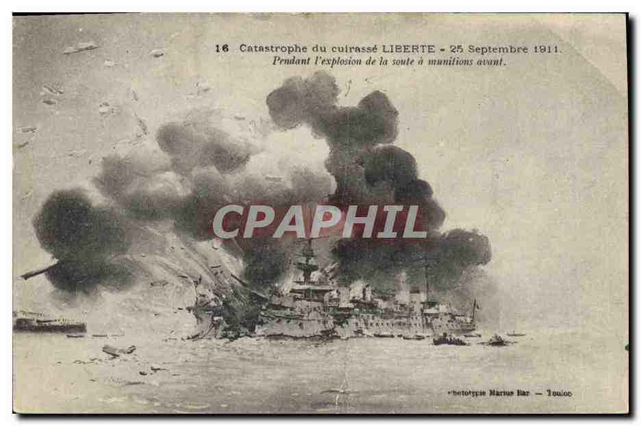 Catastrophe du cuirassé LIBERTE — 25 Septembre 1911 — phototypie Marius Bar - Toulon