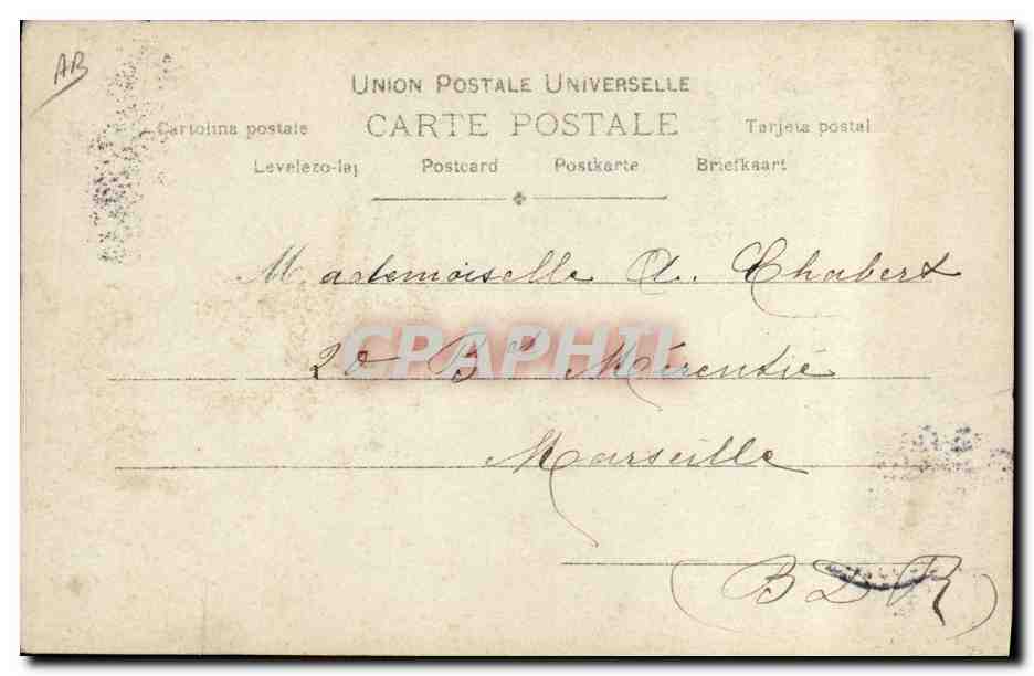 Marsiglia — Vista del porto e ritratto di Cléo de Mérode — S.I.P. Parigi — Verso
