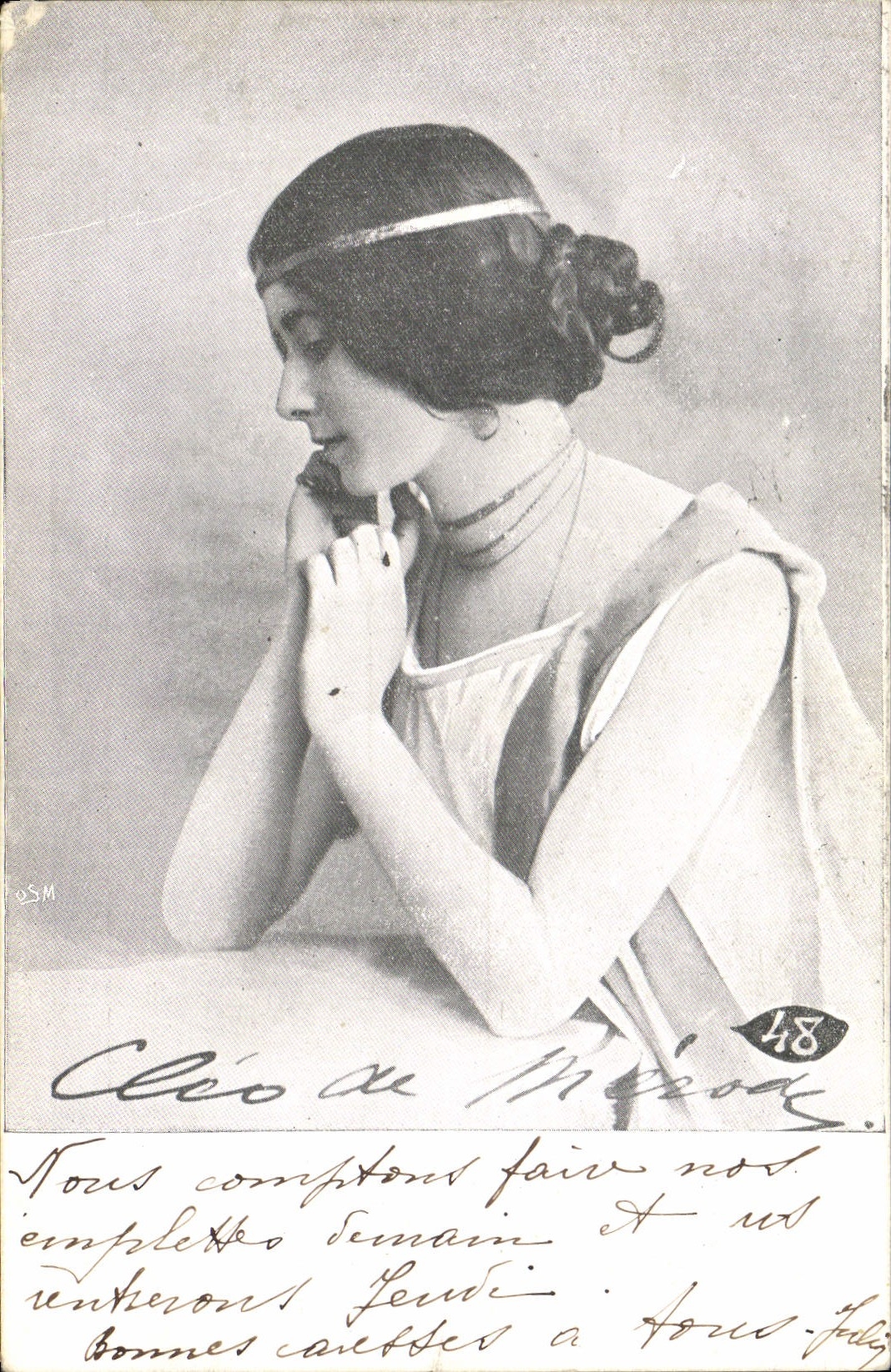 Cléo de Mérode — Portrait de femme en buste — Cartolina Postale n°48
