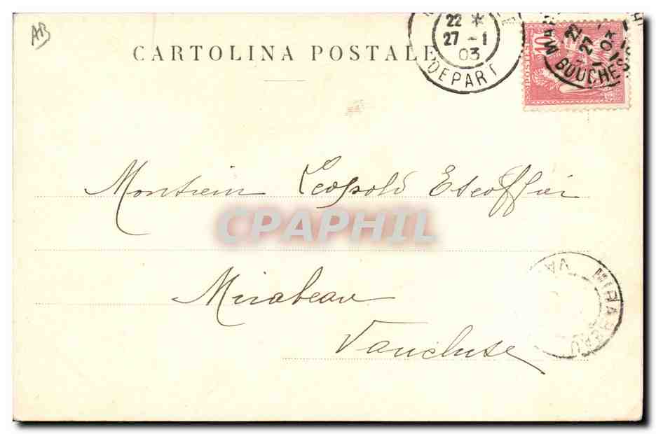 Cléo de Mérode — Portrait de femme en buste — Cartolina Postale n°48 — Achterkant