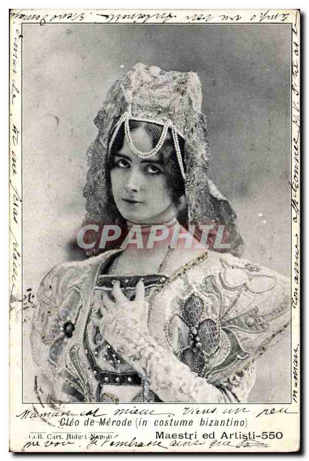 Cléo de Mérode — in costume bizantino — Maestri ed Artisti-550, Cartoline Bideri, Napoli