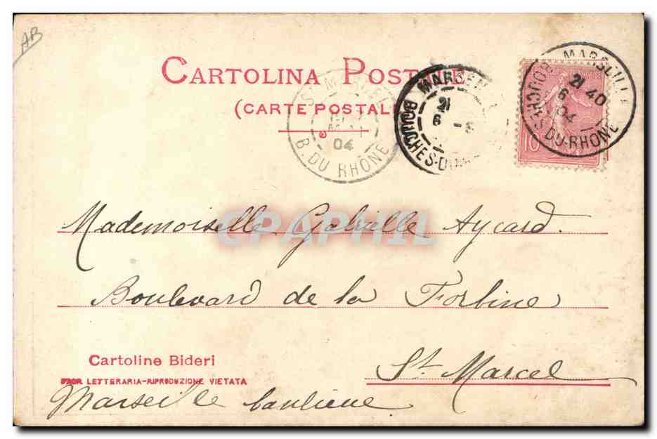 Cléo de Mérode — in costume bizantino — Maestri ed Artisti-550, Cartoline Bideri, Napoli — Verso