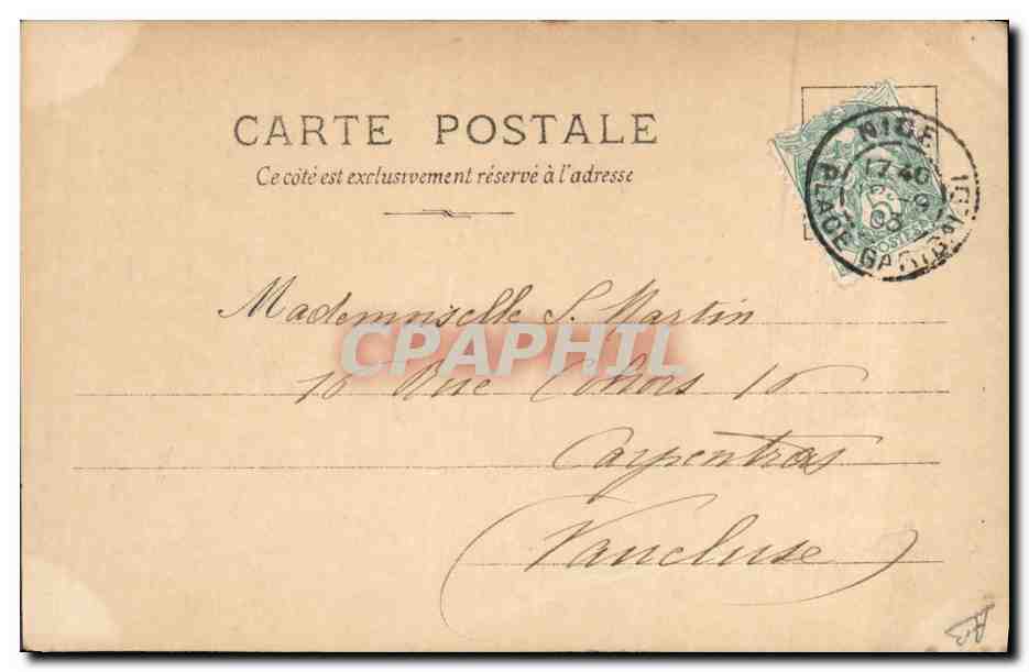 Donna in abito antico che suona il flauto — CéleO de Mérode, Parigi, serie N°14 — Verso