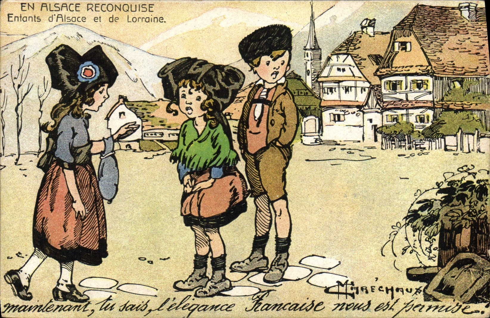 CPA Folklore En Alsace reconquise Enfants D'Alsace et de Lorraine