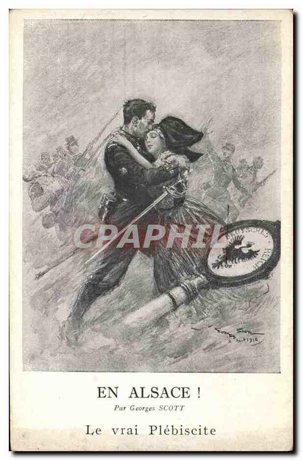 CPA Folklore Alsace Georges Scott Le vrai plebiscite