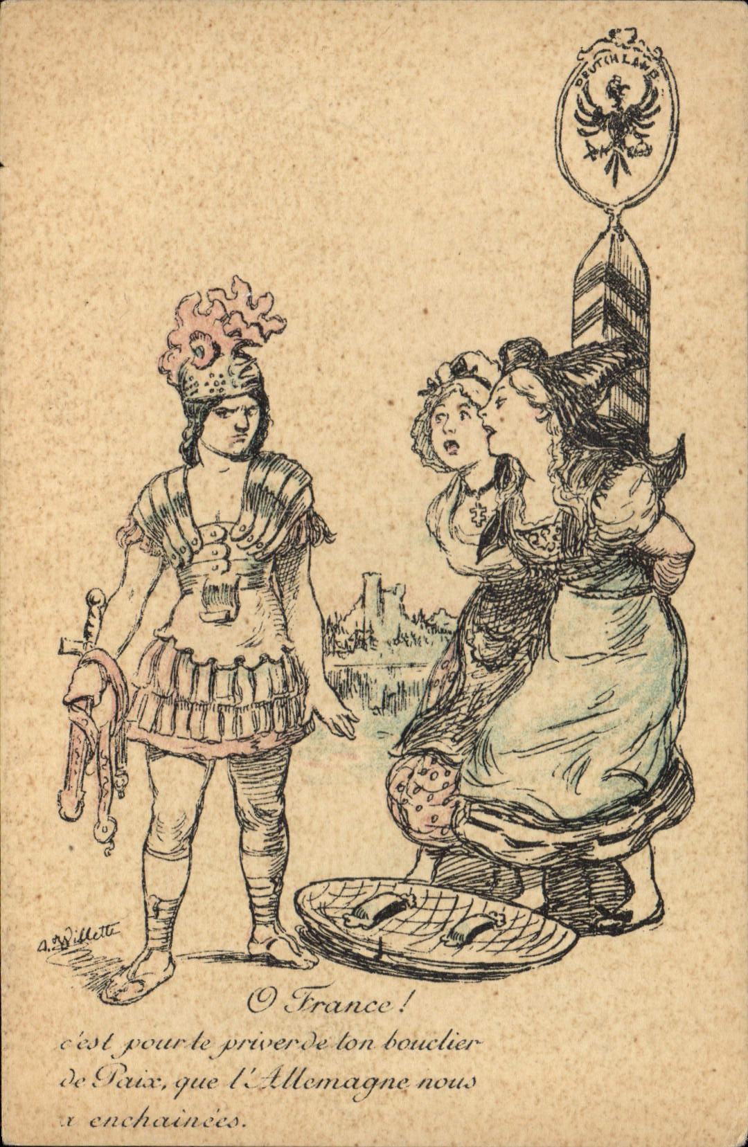 CPA Folklore Alsace Militaria