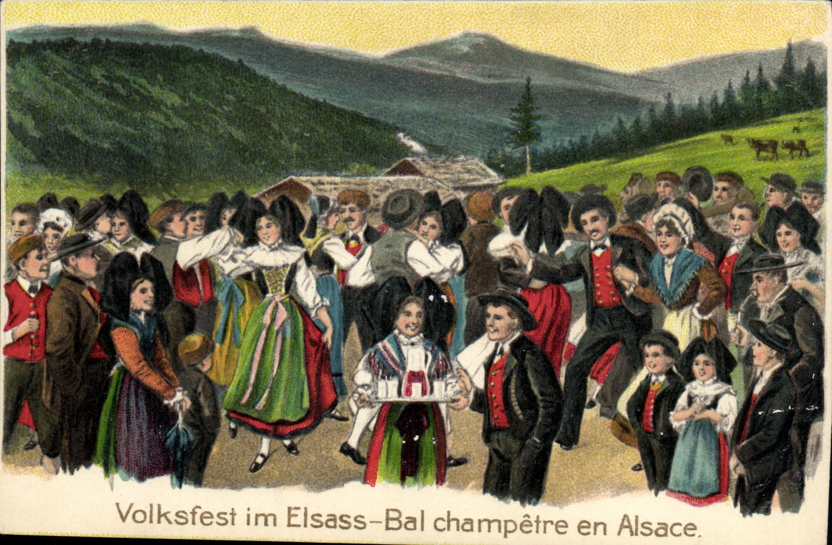 CPA Folklore Alsace Bal champetre en Alsace 