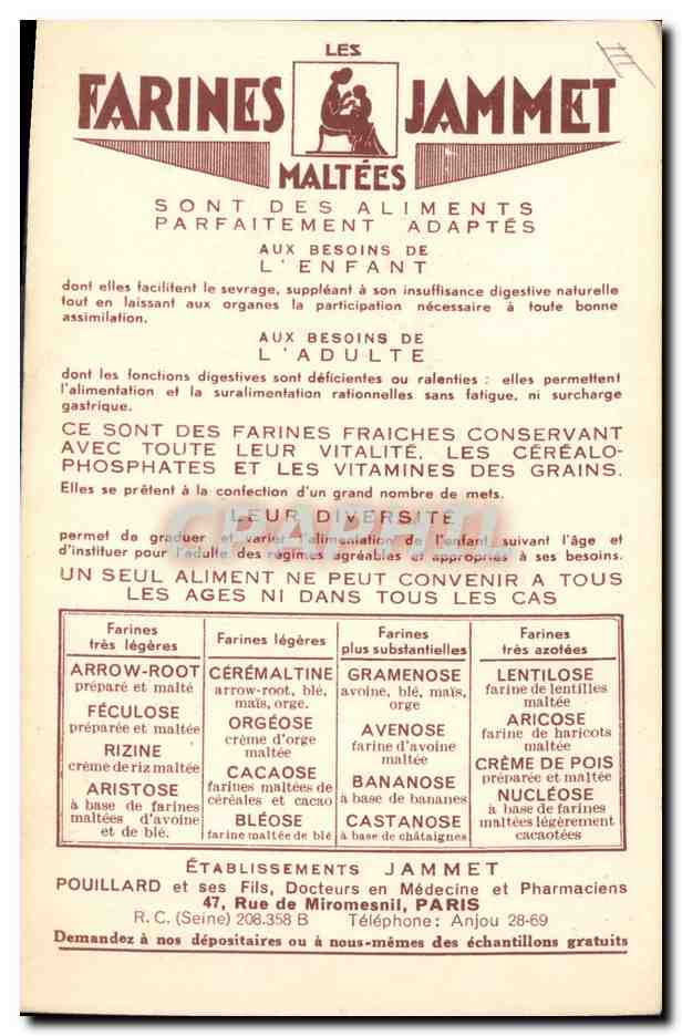 CPA Folklore Alsace Farines Jammet — Verso