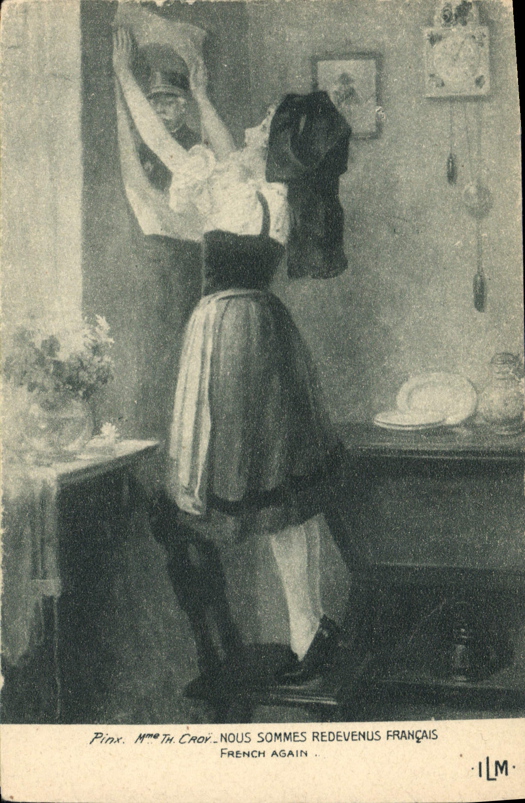 CPA Folklore Alsace Croy Nous sommes redevenus Francais