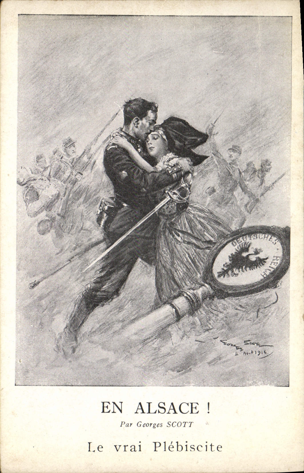 CPA Folklore Alsace Georges Scott Le vrai plebiscite