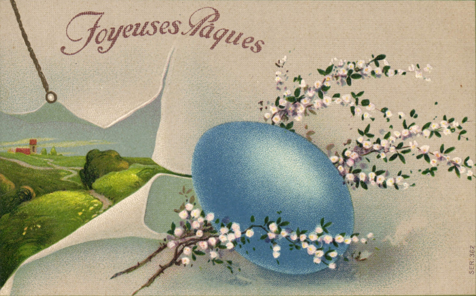 CPA Fantaisie Fleurs Paques Oeuf