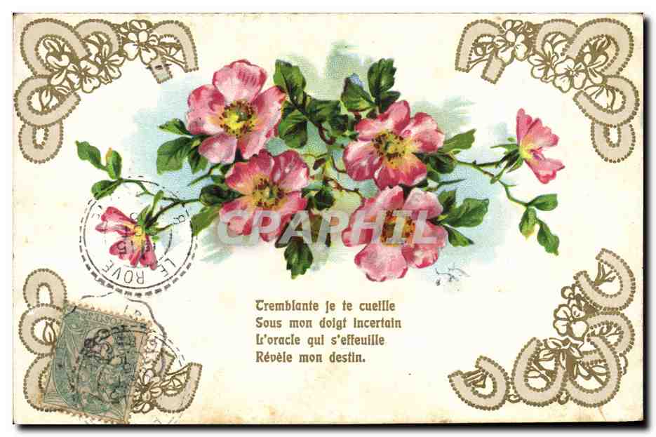 CPA Fantaisie Fleurs Fer a cheval