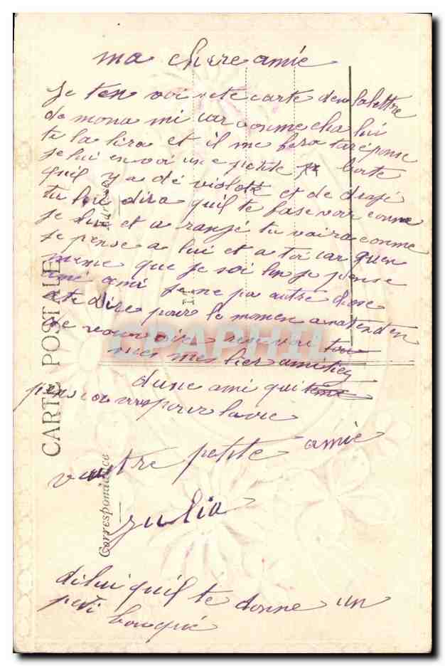 CPA Fantaisie Fleurs Femme Fer a cheval — Rückseite
