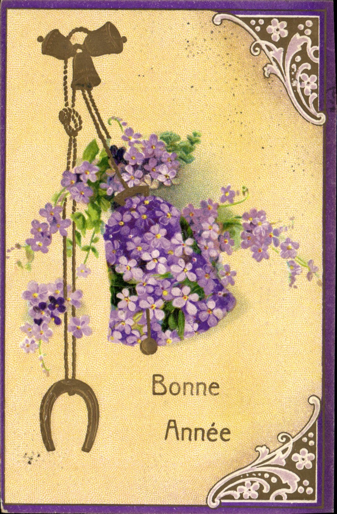 CPA Fantaisie Fleurs Fer a cheval