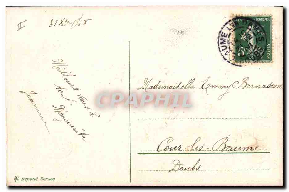 CPA Fantaisie Fleurs Fer a cheval — Rückseite