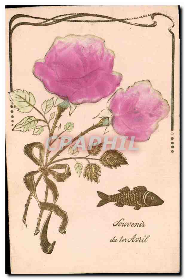 CPA Fantaisie Fleurs Poisson