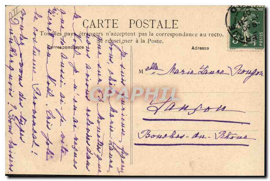 CPA Chambre de Commerce Dunkerque — Verso