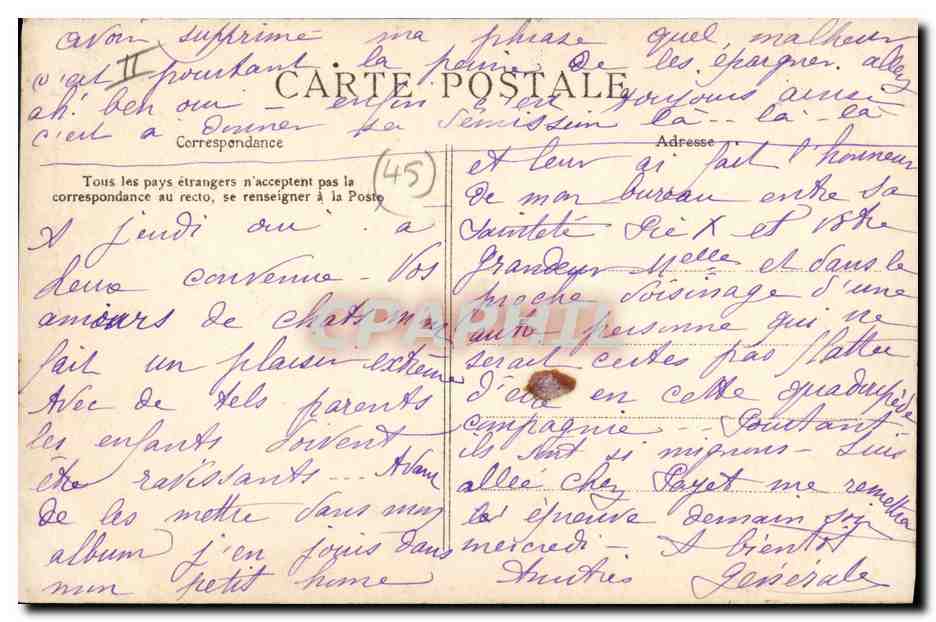 CPA Chambre de Commerce Orleans — Verso