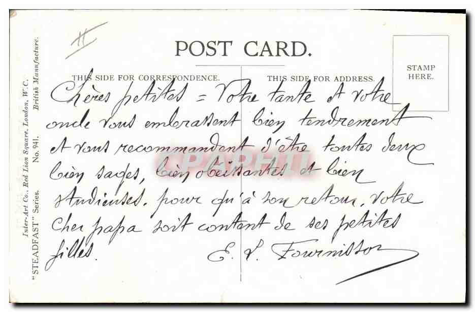 Enfant consultant un dictionnaire — Fred Spurgin — Inter-Art Co. No. 941 — Rückseite
