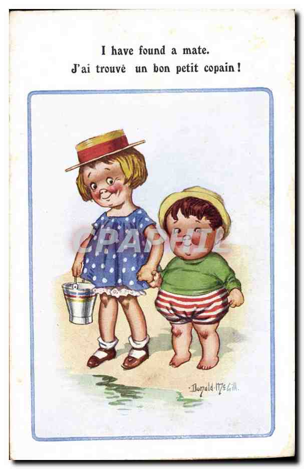 CPA Fantaisie Illustrateur Enfants Donald Mc Gill I have found a mate 