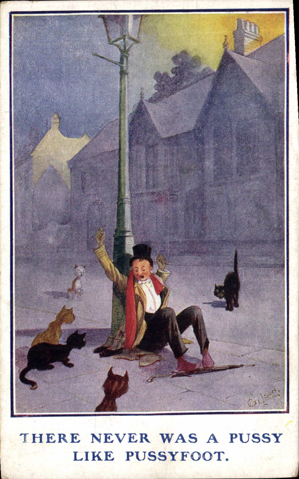 CPA Fantaisie Illustrateur There never was a pussy like Pussyfoot Chat 