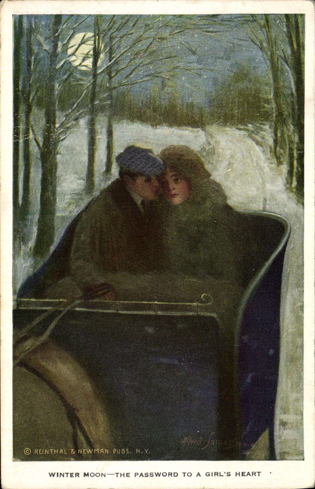 CPA Fantaisie Illustrateur Femme Automobile Winter moon 